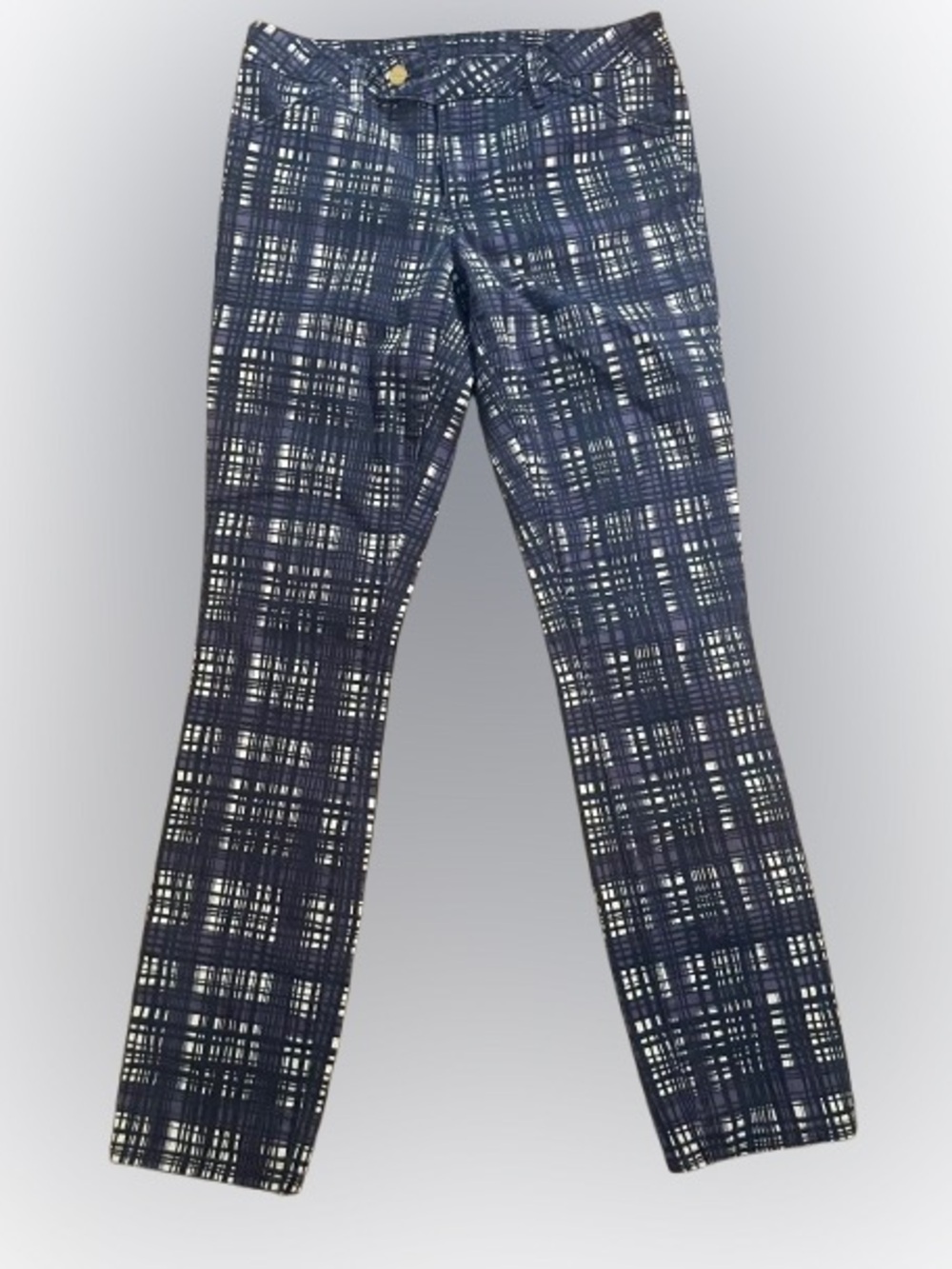 Tory Burch Pants Jeans Sz 29 Conner Tab Front Plaid Preppy Academia Colorful